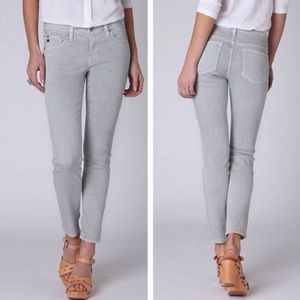 AG STEVIE ANKLE JEANS GREY W/ WHITE POLKA DOTS 27R